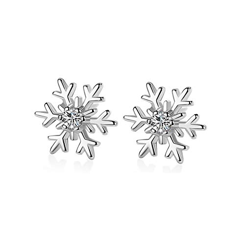 Orecchini a perno in argento Sterling 925 con zirconi cubici, con fiocco di neve, gioielli alla moda per donne e ragazze regali di Natale
