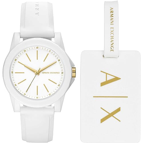 Armani Exchange Orologio Donna, movimento a tre lancette, cassa in nylon bianco da 40 mm con cinturino in silicone, AX7126