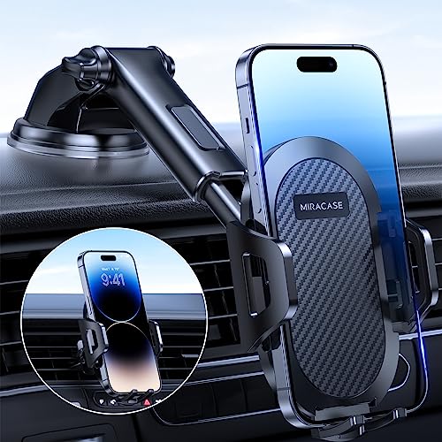 Miracase Porta Cellulare Auto, [Livello Militare Aspirazione Affidabile] Supproto Telefono Auto Universale, Per il Cruscotto & Bocchette di Aerazione E Parabrezza Adatto a Tutti Smartphone