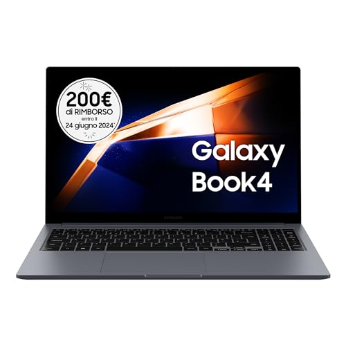 Samsung Laptop Galaxy Book4, Display da 15,6", Windows 11, Processore Intel Core 5, 16GB RAM, 512GB SSD, Gray [Versione italiana]