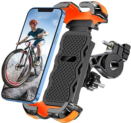 Glangeh Porta Cellulare Bici, Blocco di Sicurezza Antivibrante Porta Cellulare Moto, Porta Telefono Bici 360° Rotabile Compatibile con iPhone 15 14 13 PRO Max, Galaxy, 4.7''-6.8" Smartphones