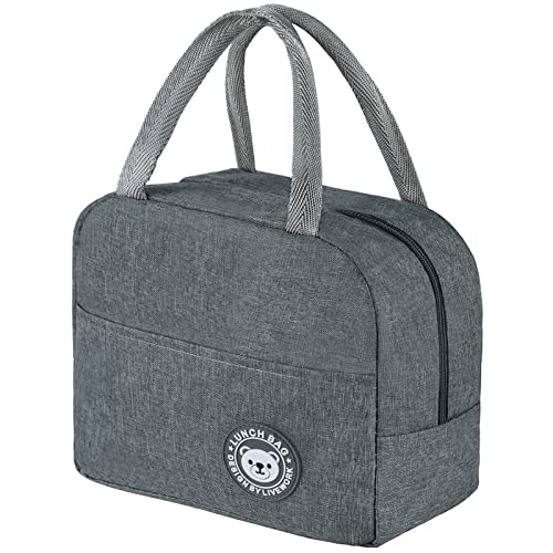 Jewan Piccola Borsa Termica 6L Frigo Porta Pranzo, Borsa per Ufficio, per Escursionismo, Picnic All'aperto, Barbecue (Grigio)