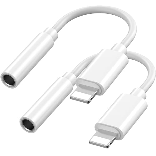 Adattatore Cuffie per i Phone [Certificato MFi】Lightning to Jack 3.5mm Cavo Aux Audio Dongle Convertitore, Compatibile con i Phone 14Pro/14/13/12/SE/11/X/XS/8/7（2 Pack）