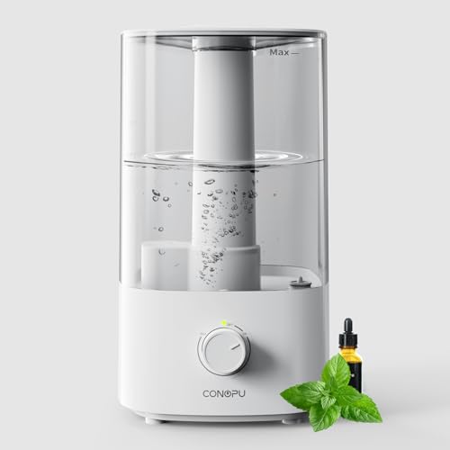 CONOPU Umidificatore Ambiente, 4L Umidificatore Ultrasuoni a Nebbia Fredda, 300ml/h Umidificatore ad Ultrasuoni e Diffusore Silenzioso per Bambini, Bianco