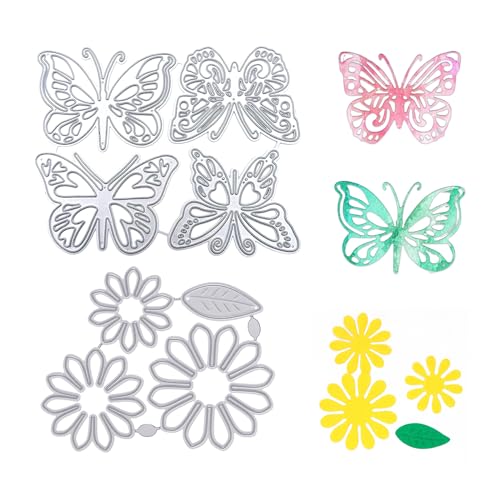 DKDXID 7 Pezzi Fustelle Fiori e Farfalle Cutting Dies Fustella Farfalla 3D Stencil per Goffratura Modello Stencil In Metallo Fustelle per Embossing per DIY Scrapbooking, Album Fotografico