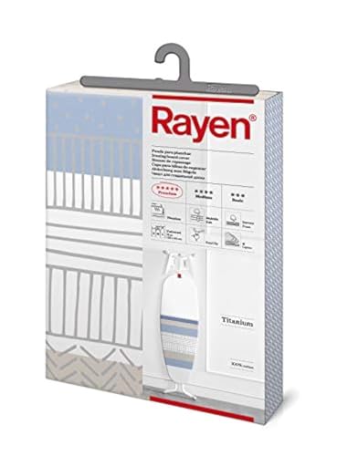 Rayen | Fodera pero asse da stiro universale | Sistema EasyClip | 4 strati: schiuma, pile, tessuto 100% cotone e titanio | 130x47 cn