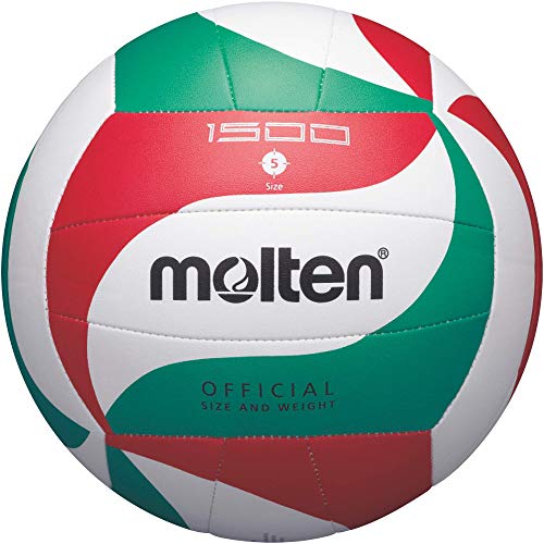 Molten V5M1500, Pallone Da Pallavolo Unisex Adulto, Bianco/Rosso/Verde/Nero, 5