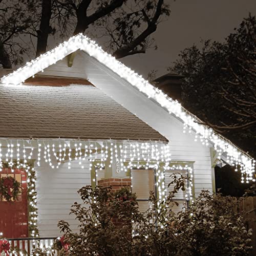 Zorela Luci Natale Esterno Cascata 10M 400 LED Tenda Luminosa Esterno Natale Prolungabile Luci di Natale Cascata di Stalattiti con 8 Modalità Impermeabile per Balcone, Tetto, Giardino